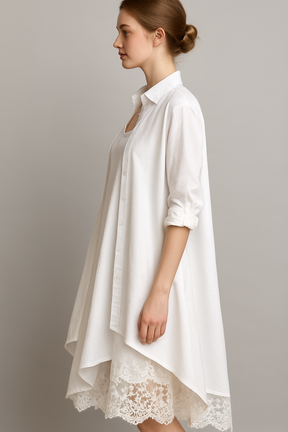 Two-Piece Set : Lange Jurk Dames met Camisa voor Zomer - Wit in van Pantino