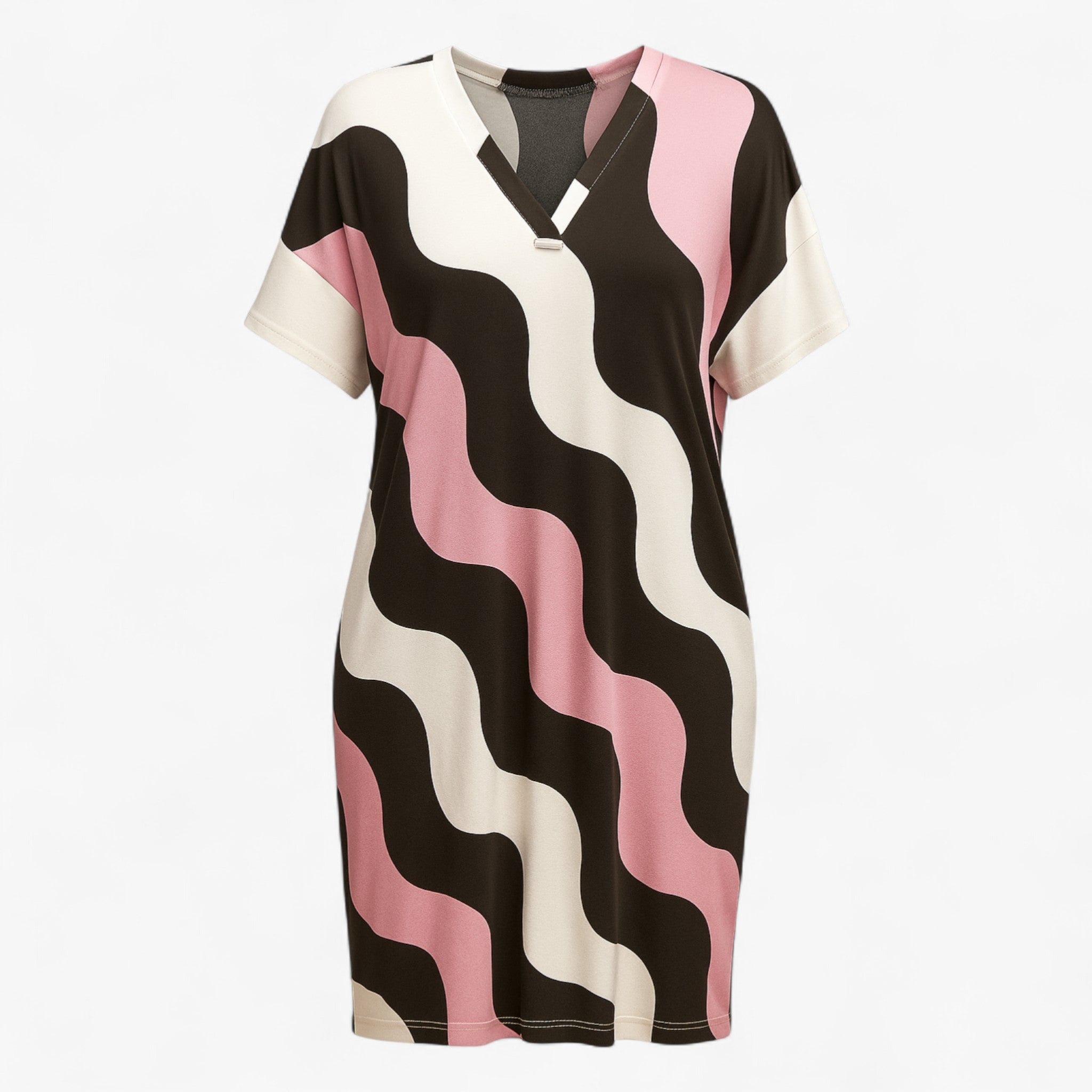 Women's Dress : Lange Jurk Dames met V-hals voor Feestelijke Kleding in Rosa van Pantino