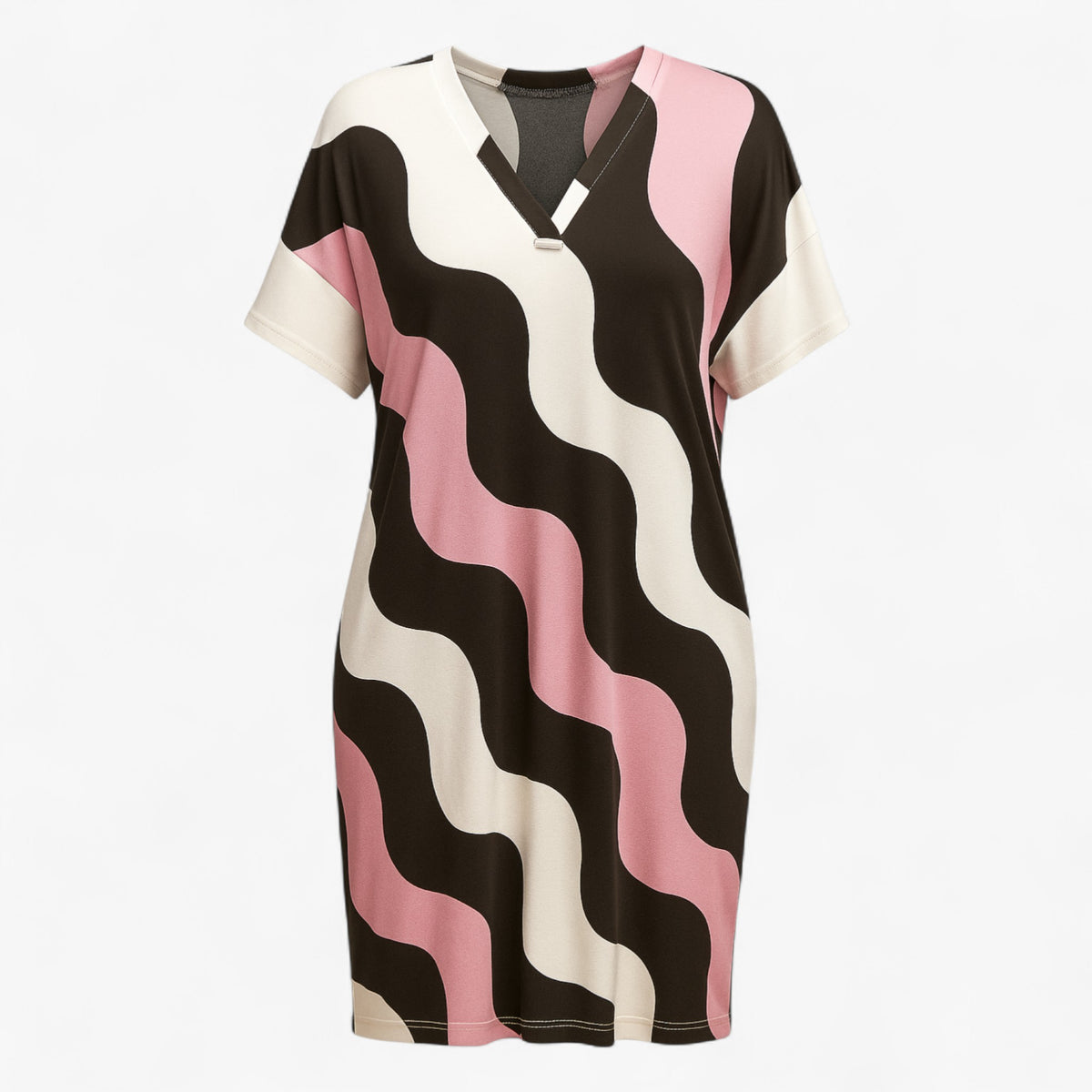 Women's Dress : Lange Jurk Dames met V-hals voor Feestelijke Kleding in Rosa van Pantino