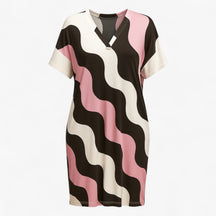 Women's Dress : Lange Jurk Dames met V-hals voor Feestelijke Kleding in Rosa van Pantino