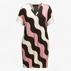 Women's Dress : Lange Jurk Dames met V-hals voor Feestelijke Kleding in Rosa van Pantino