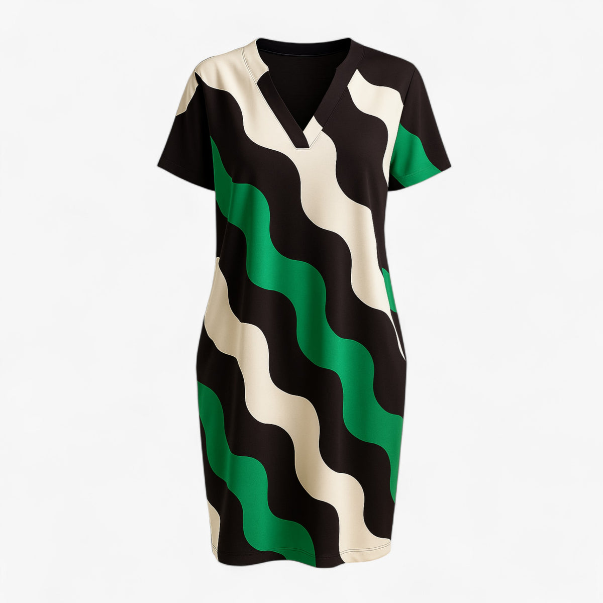 Women's Dress : Lange Jurk Dames met V-hals voor Feestelijke Kleding in Groen van Pantino