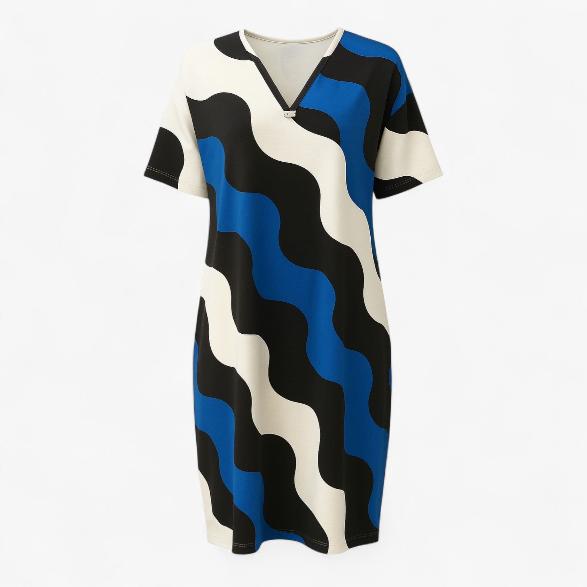Women's Dress : Lange Jurk Dames met V-hals voor Feestelijke Kleding in Blauw van Pantino