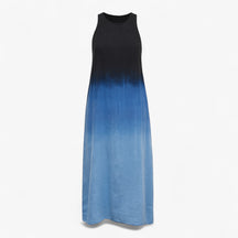 Women's Dress : Jurk Dames Grijs - Lange Mouwloze A-lijn Zomer in Blauw van Pantino