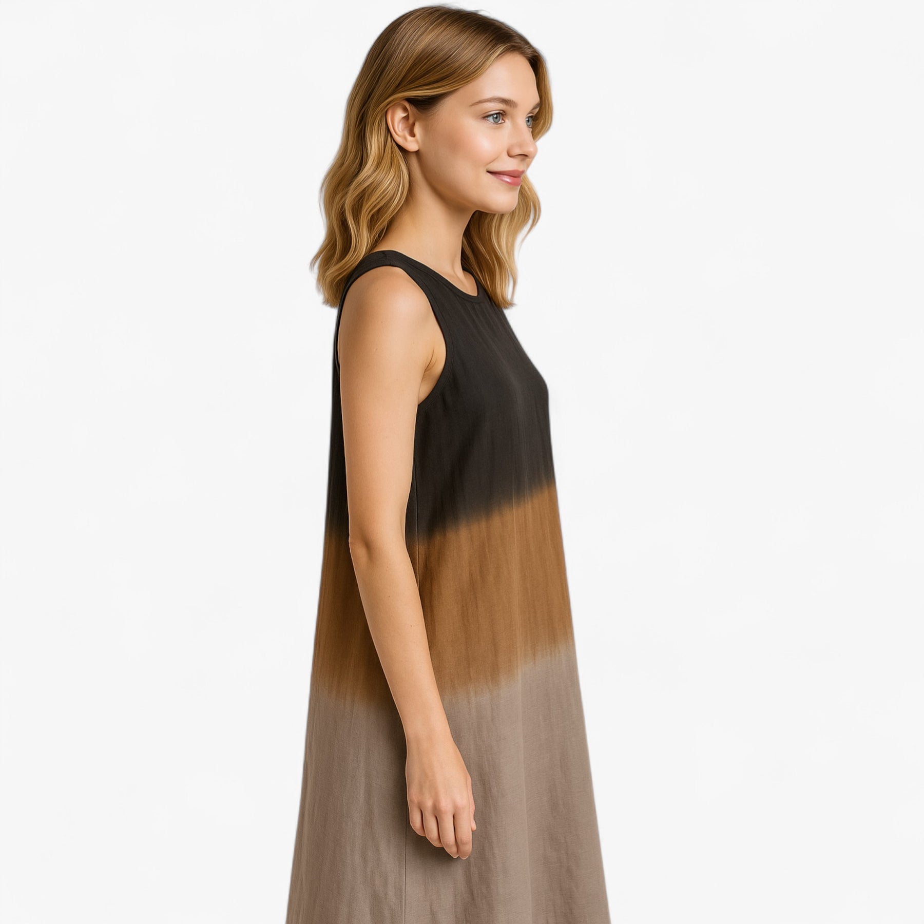 Women's Dress : Jurk Dames Grijs - Lange Mouwloze A-lijn Zomer in van Pantino