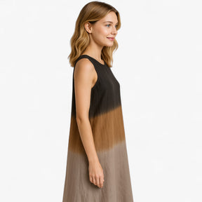 Women's Dress : Jurk Dames Grijs - Lange Mouwloze A-lijn Zomer in van Pantino
