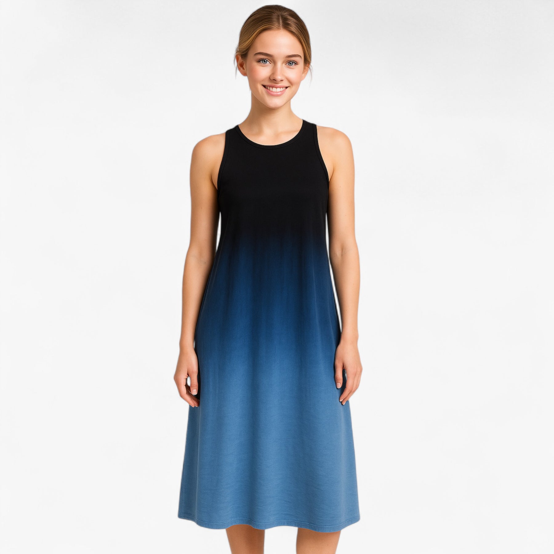 Women's Dress : Jurk Dames Grijs - Lange Mouwloze A-lijn Zomer in van Pantino