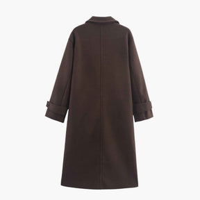 Damesjassen & -jacks : Lange Winterjas Dames Elegante Wollen Jas - Bruin in van Pantino