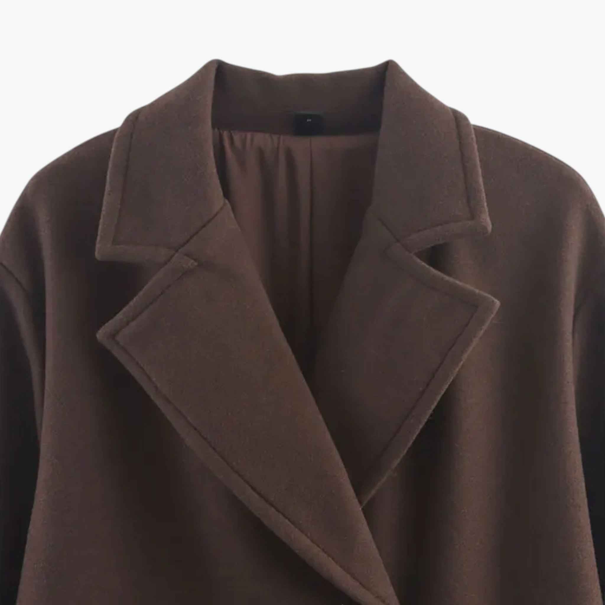 Damesjassen & -jacks : Lange Winterjas Dames Elegante Wollen Jas - Bruin in van Pantino