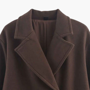 Damesjassen & -jacks : Lange Winterjas Dames Elegante Wollen Jas - Bruin in van Pantino