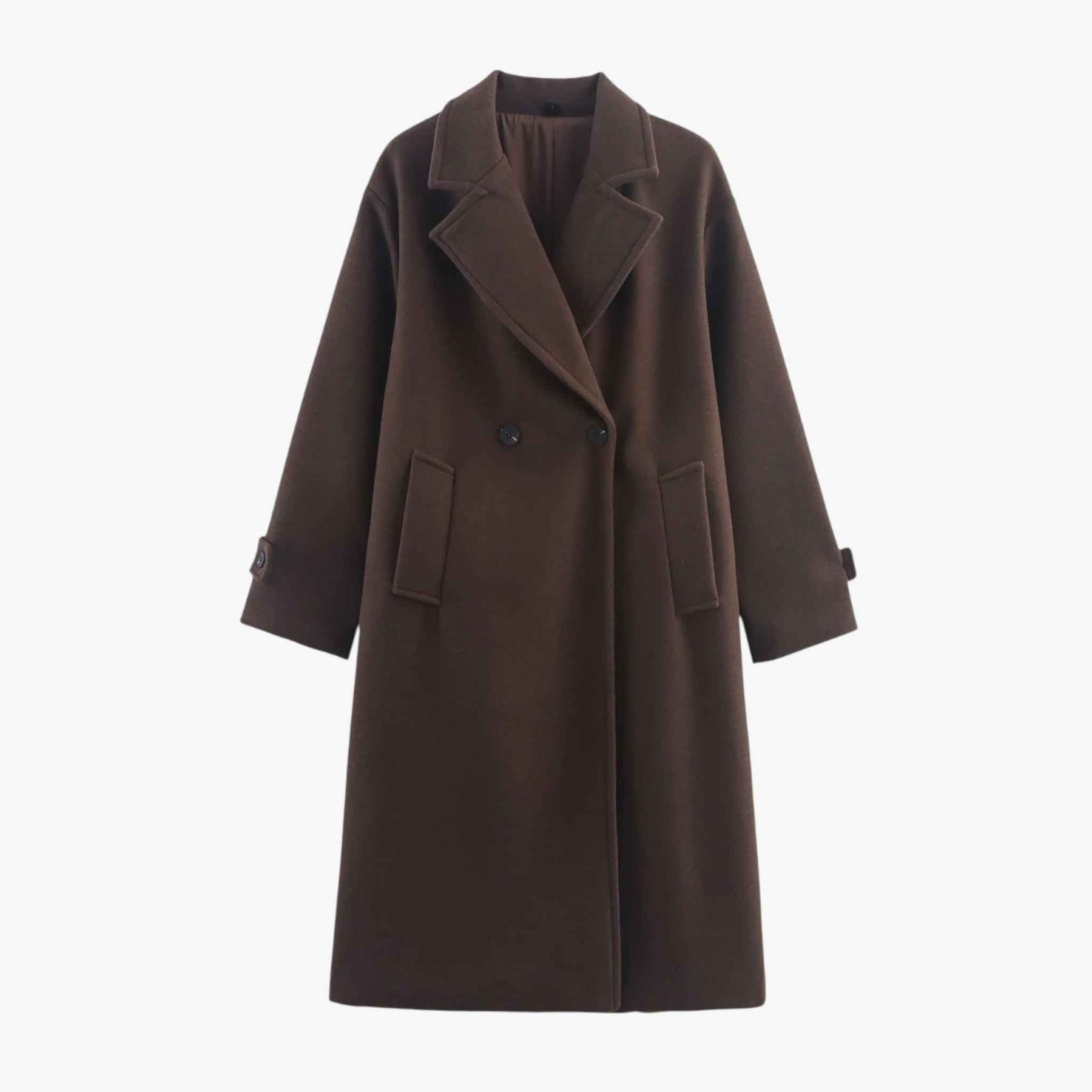 Damesjassen & -jacks : Lange Winterjas Dames Elegante Wollen Jas - Bruin in Bruin van Pantino