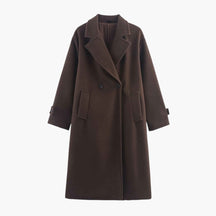 Damesjassen & -jacks : Lange Winterjas Dames Elegante Wollen Jas - Bruin in Bruin van Pantino