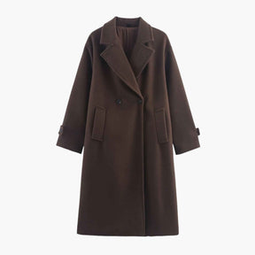 Damesjassen & -jacks : Lange Winterjas Dames Elegante Wollen Jas - Bruin in Bruin van Pantino