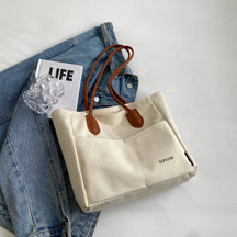 bags : Handtas Dames Beige - Grote Capaciteit PU Leren Band - Canvas in Beige van Pantino