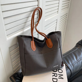 bags : Handtas Dames Beige - Grote Capaciteit PU Leren Band - Canvas in van Pantino