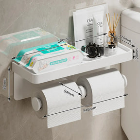 home & garden : Multifunctionele Toiletrolhouder Zilver - Luxe Opbergplank Badkamer - RVS in van Pantino