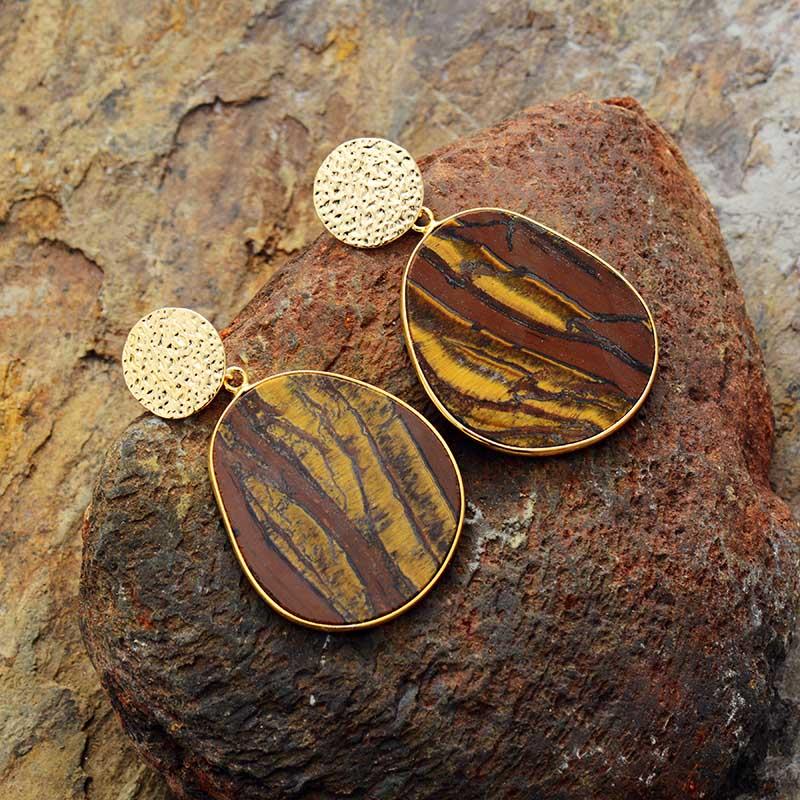 Earrings : HealWithin Lapis Lazuli Bescherming in Tijgeroog van Pantino