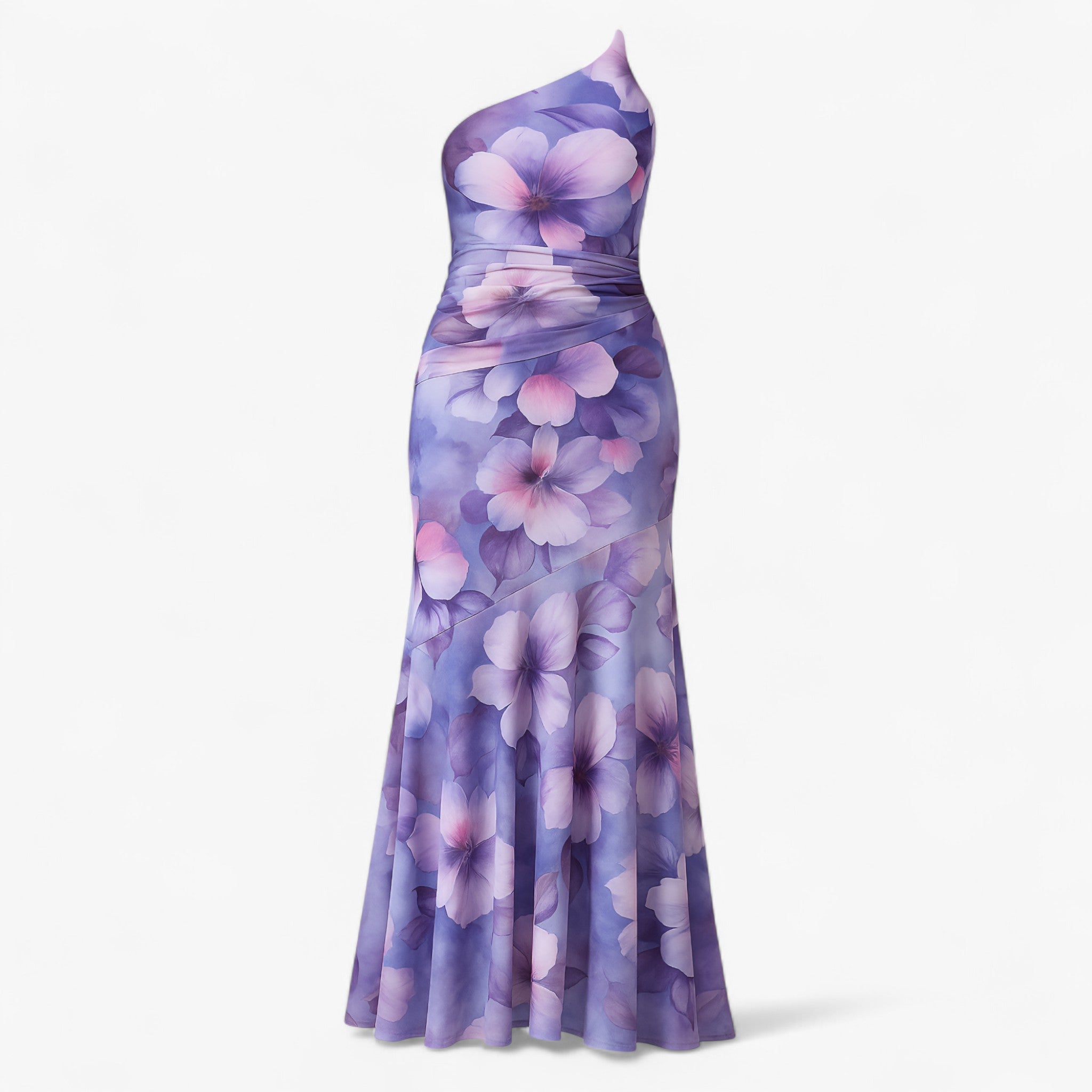 Women's Dress : Jurk Dames Paars - Elegante Damesjurk met Één Schouder in Paars van Pantino