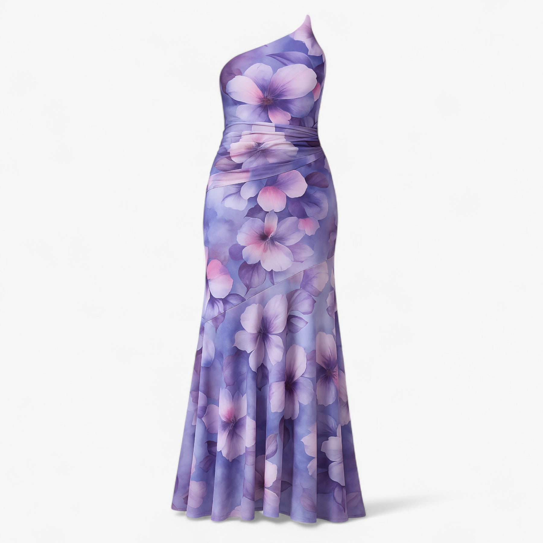 Women's Dress : Jurk Dames Paars - Elegante Damesjurk met Één Schouder in Paars van Pantino