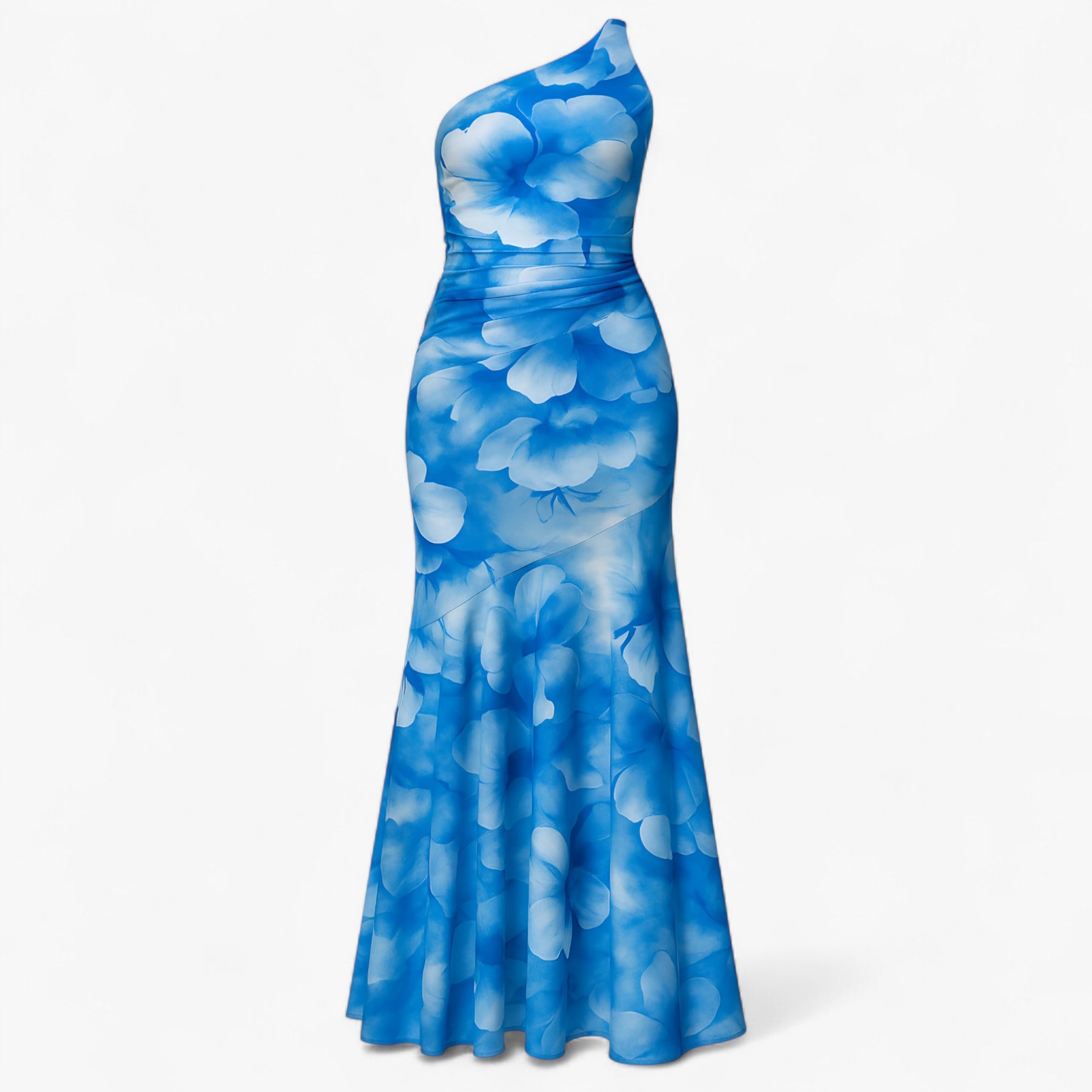 Women's Dress : Jurk Dames Paars - Elegante Damesjurk met Één Schouder in Blauw van Pantino