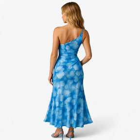 Women's Dress : Jurk Dames Paars - Elegante Damesjurk met Één Schouder in van Pantino