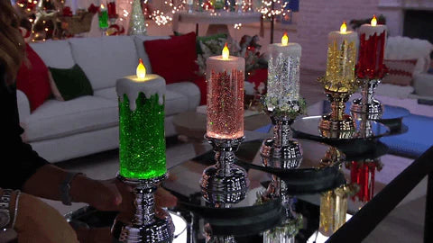 home & garden : Kleur Veranderende LED Water Kaars met Glitter - Gouden Basis in van Pantino