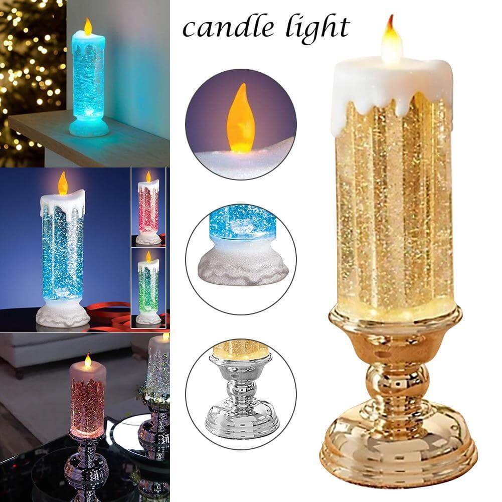 home & garden : Kleur Veranderende LED Water Kaars met Glitter - Gouden Basis in van Pantino