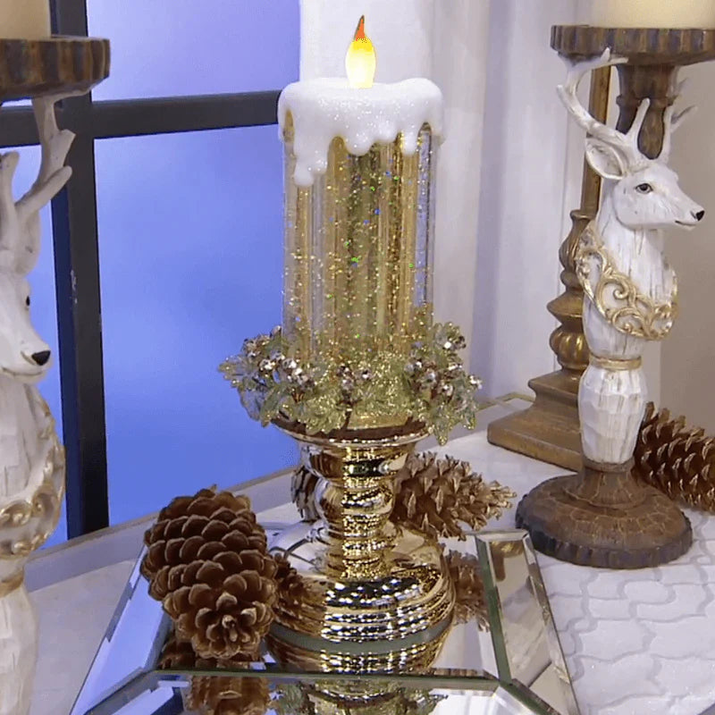 home & garden : Kleur Veranderende LED Water Kaars met Glitter - Gouden Basis in van Pantino