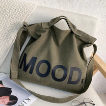bags : Canvas Tas met Zichtbare Print - Zwart in Groen van Pantino
