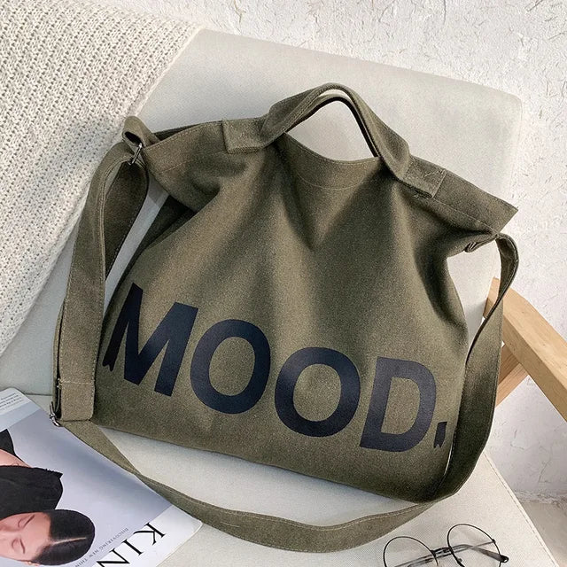 bags : Canvas Tas met Zichtbare Print - Zwart in Groen van Pantino