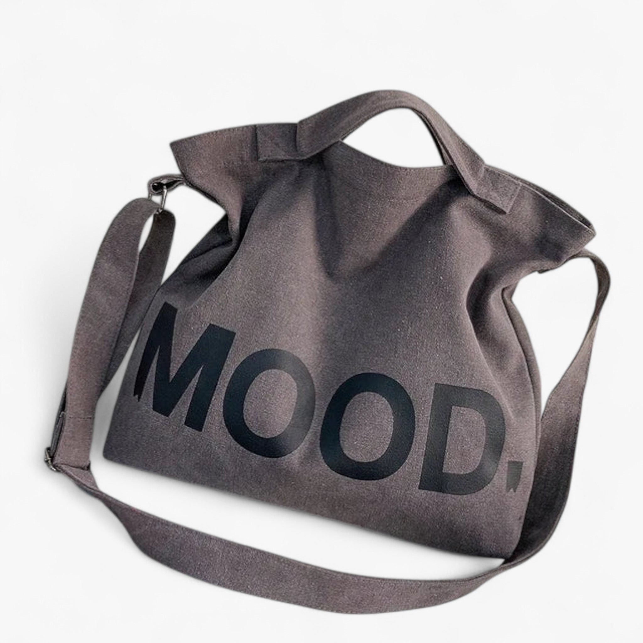 bags : Canvas Tas met Zichtbare Print - Zwart in kleur van de steel van Pantino