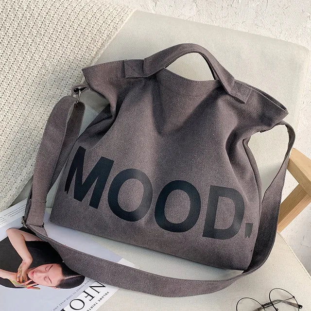 bags : Canvas Tas met Opvallende Print - Zwart in Rang van Pantino