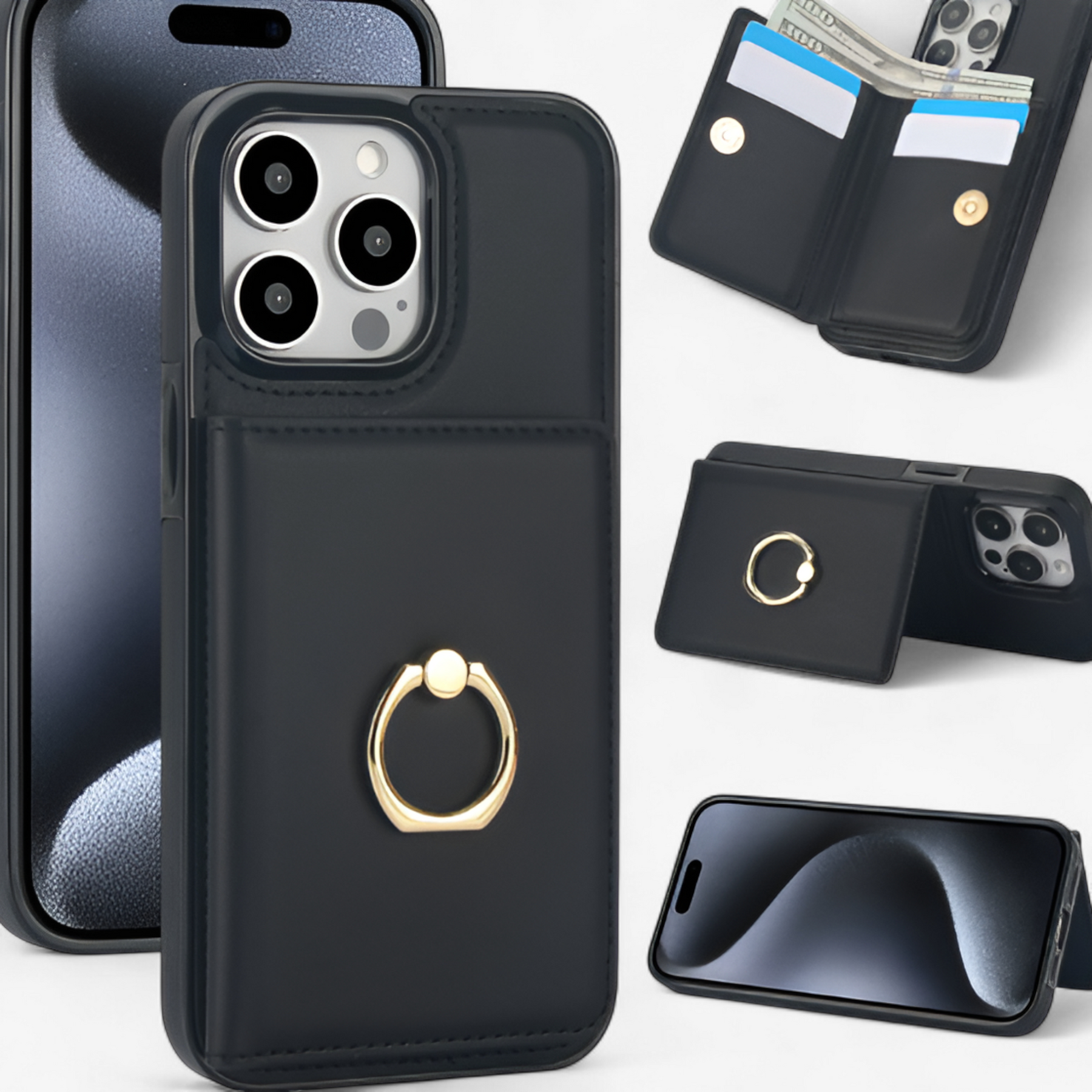 Phone Case : Stijlvol Beschermend Design - PU-Leer in Zwart van Pantino