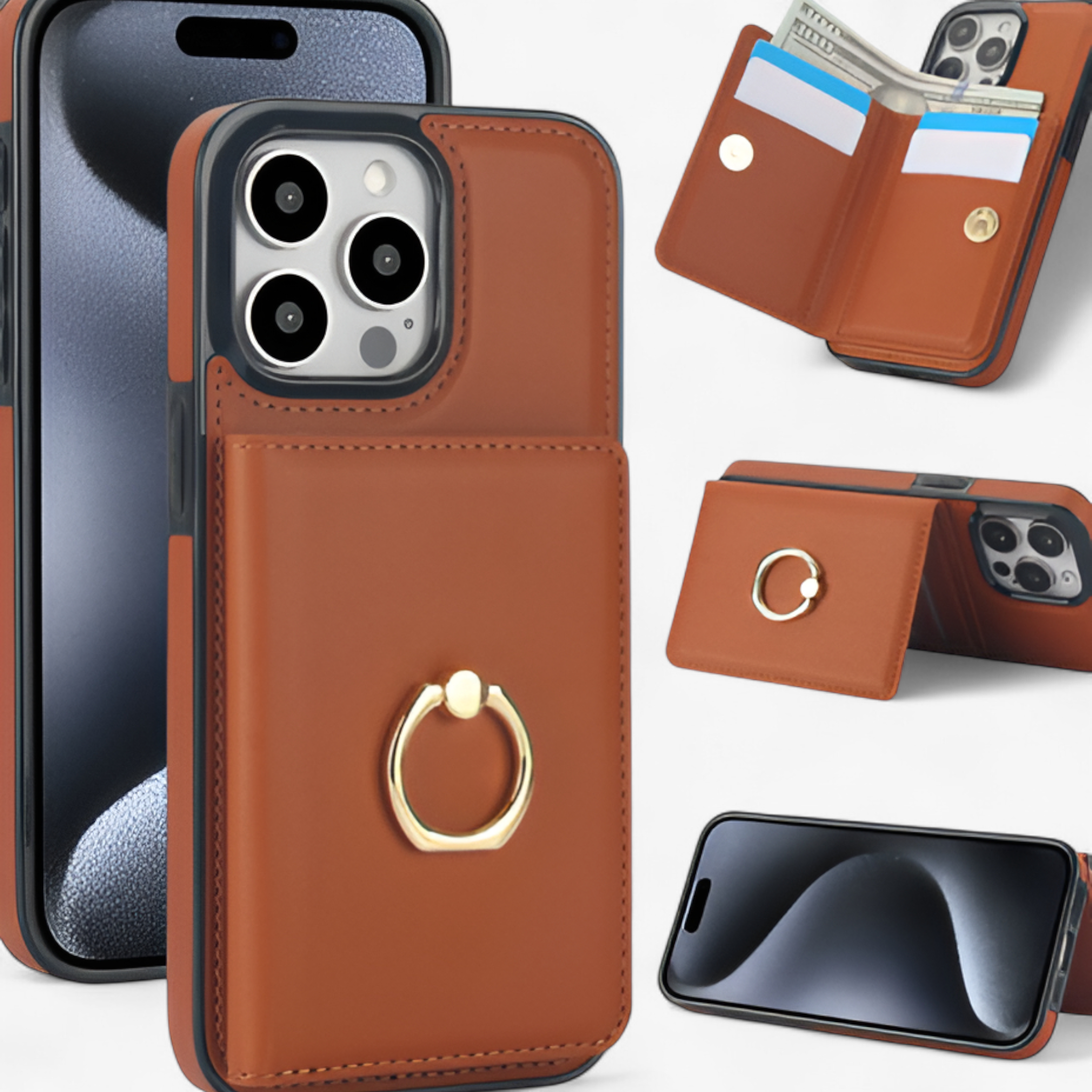 Phone Case : Stijlvol Beschermend Design - PU-Leer in Bruin van Pantino