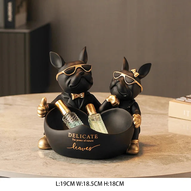 home & garden : GrittyGuard - Bulldog Standbeeld - Groen in Zwart van Pantino