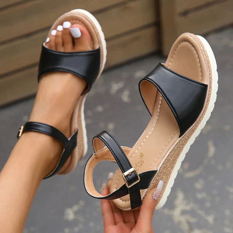 Sandals : Orthopedische Sandalen Dames Zwart - Comfortabele Sandalen met Voetboogondersteuning in Zwart van Pantino