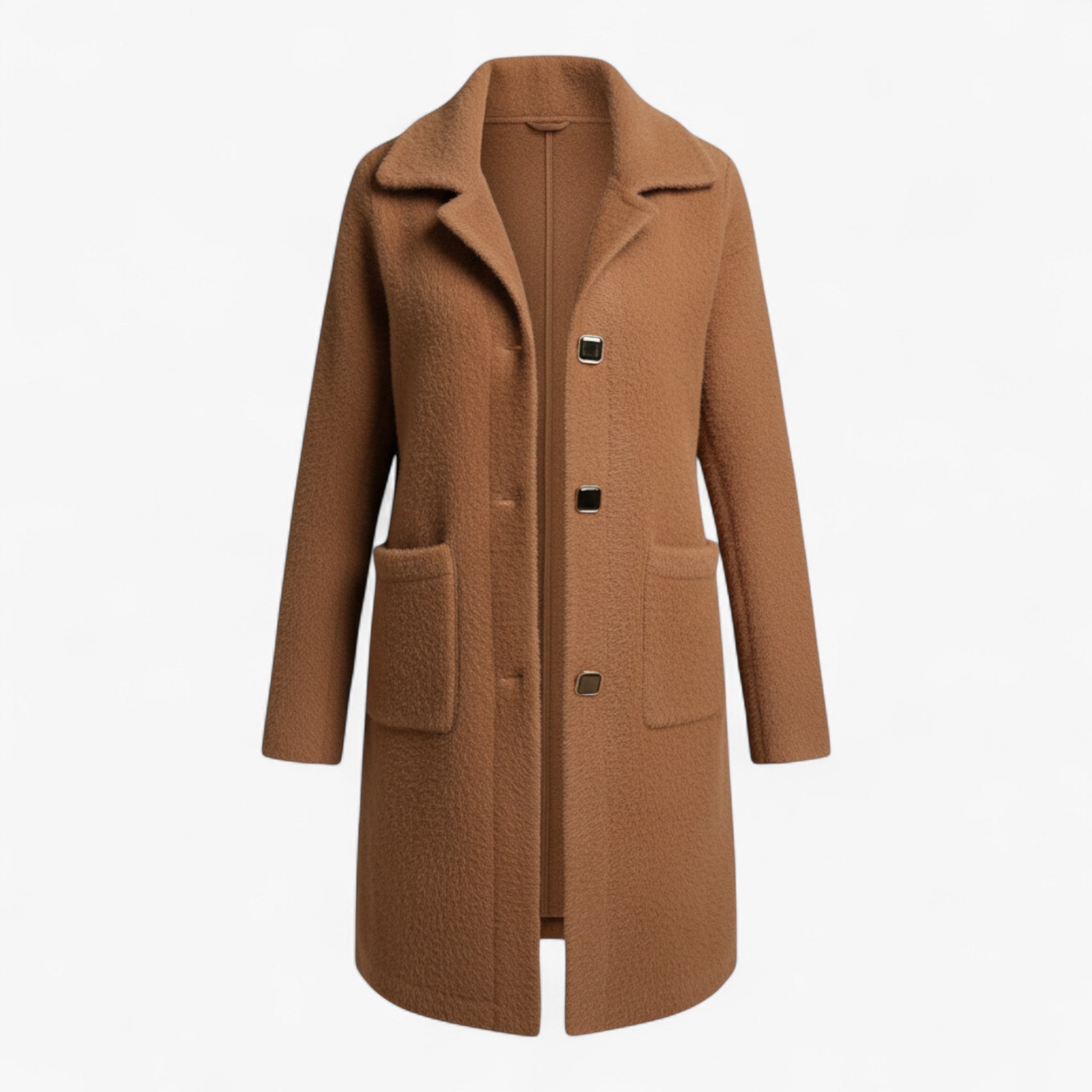 Clothes : Lange Winterjas voor Dames in Wolmix - Khaki in Khaki van Pantino