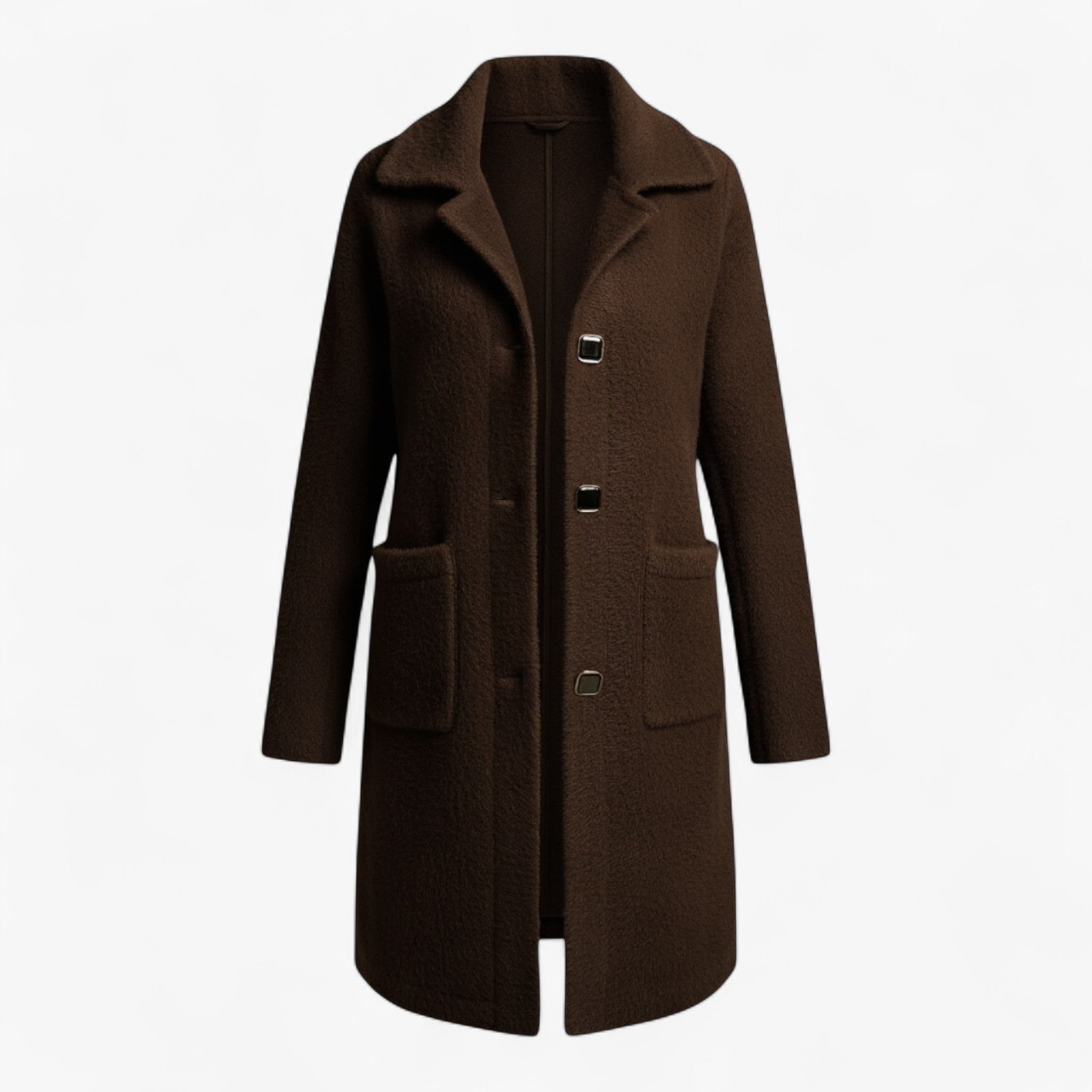 Clothes : Lange Winterjas voor Dames in Wolmix - Khaki in Bruin van Pantino