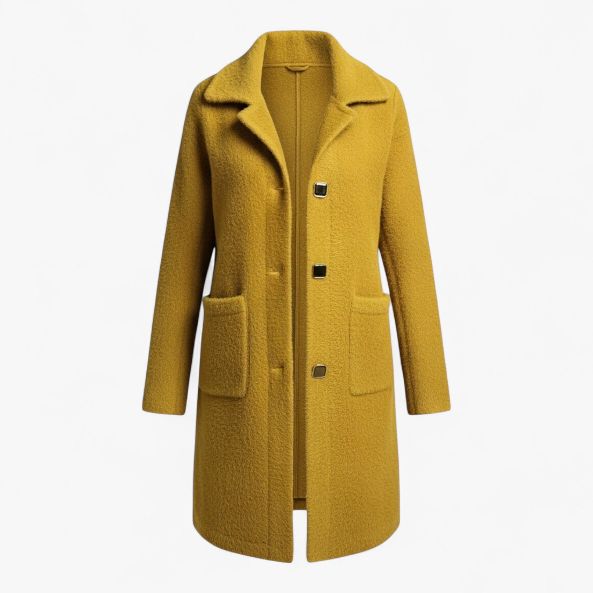 Clothes : Lange Winterjas voor Dames in Wolmix - Khaki in Geel van Pantino