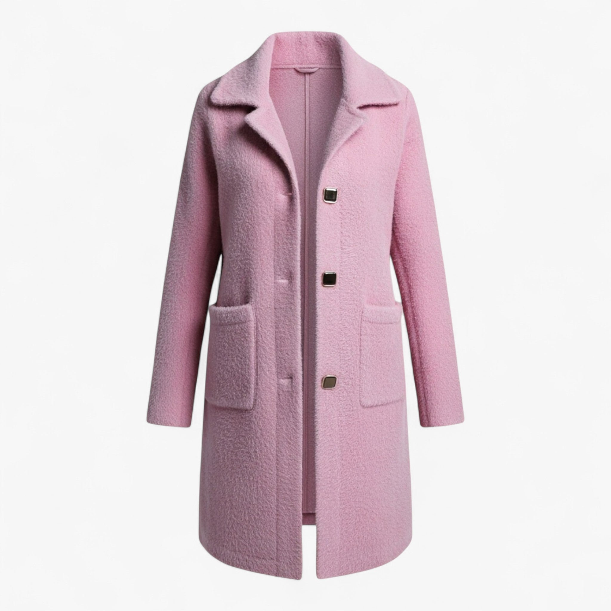Clothes : Lange Winterjas voor Dames in Wolmix - Khaki in Roze van Pantino