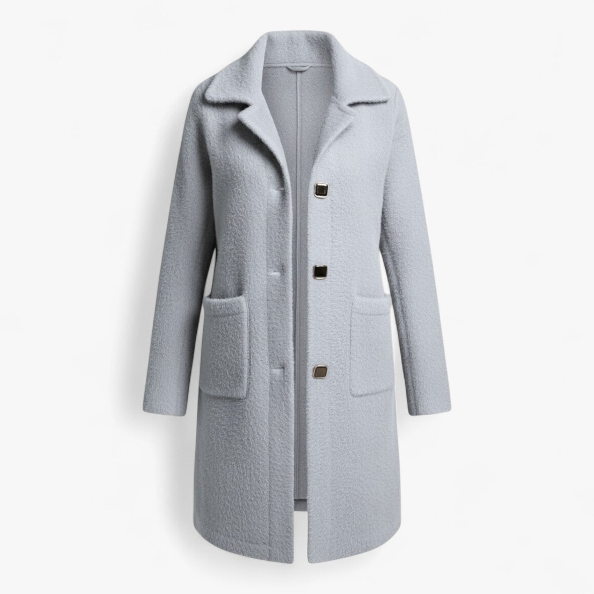 Clothes : Lange Winterjas voor Dames in Wolmix - Khaki in Grijs van Pantino