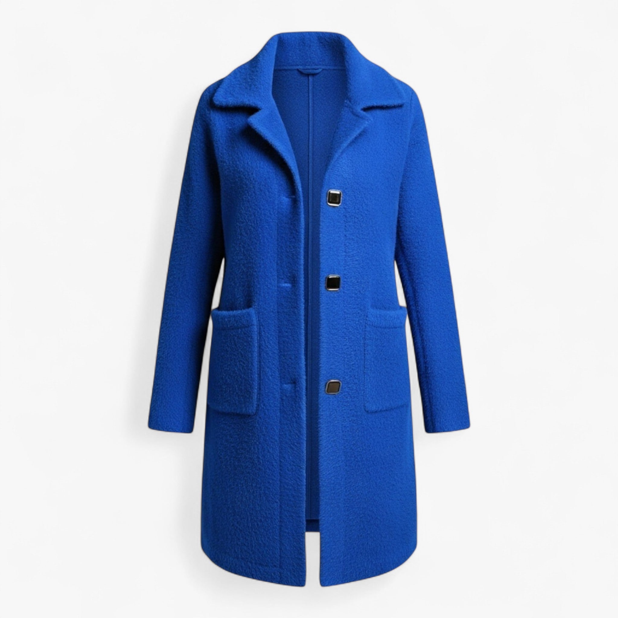 Clothes : Lange Winterjas voor Dames in Wolmix - Khaki in Blauw van Pantino