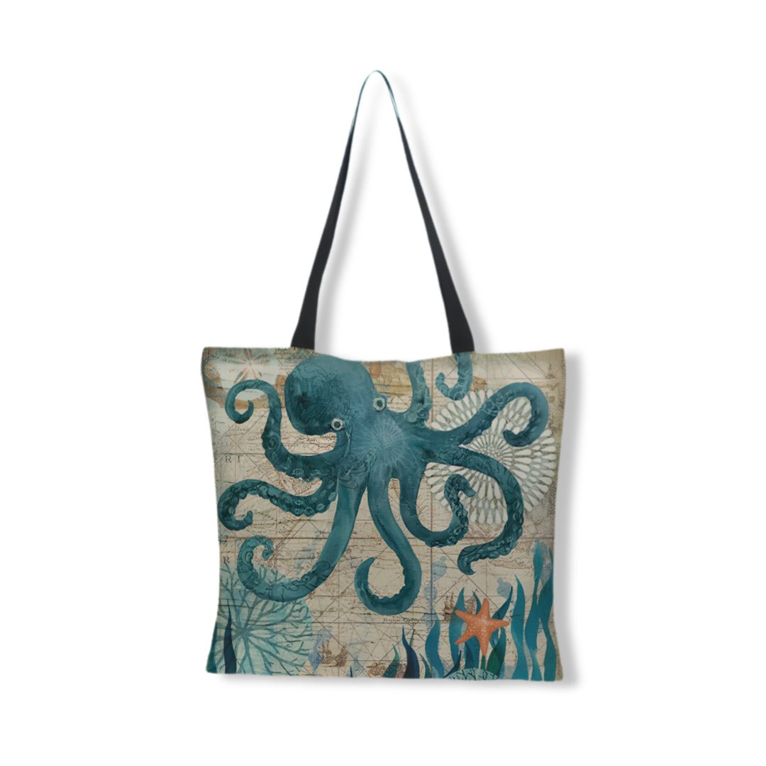 bags : Linnen Strandtas met Zeeprint in van Pantino
