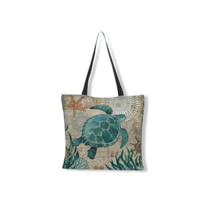 bags : Linnen Strandtas met Zeeprint in van Pantino