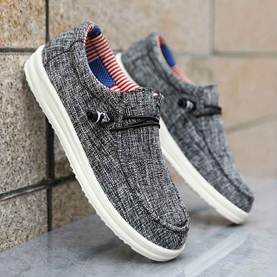 Heren Schoenen : Heren Loafers Canvas - Lichtgewicht met Flexibele Vetersluiting in Grijs van Pantinoshop