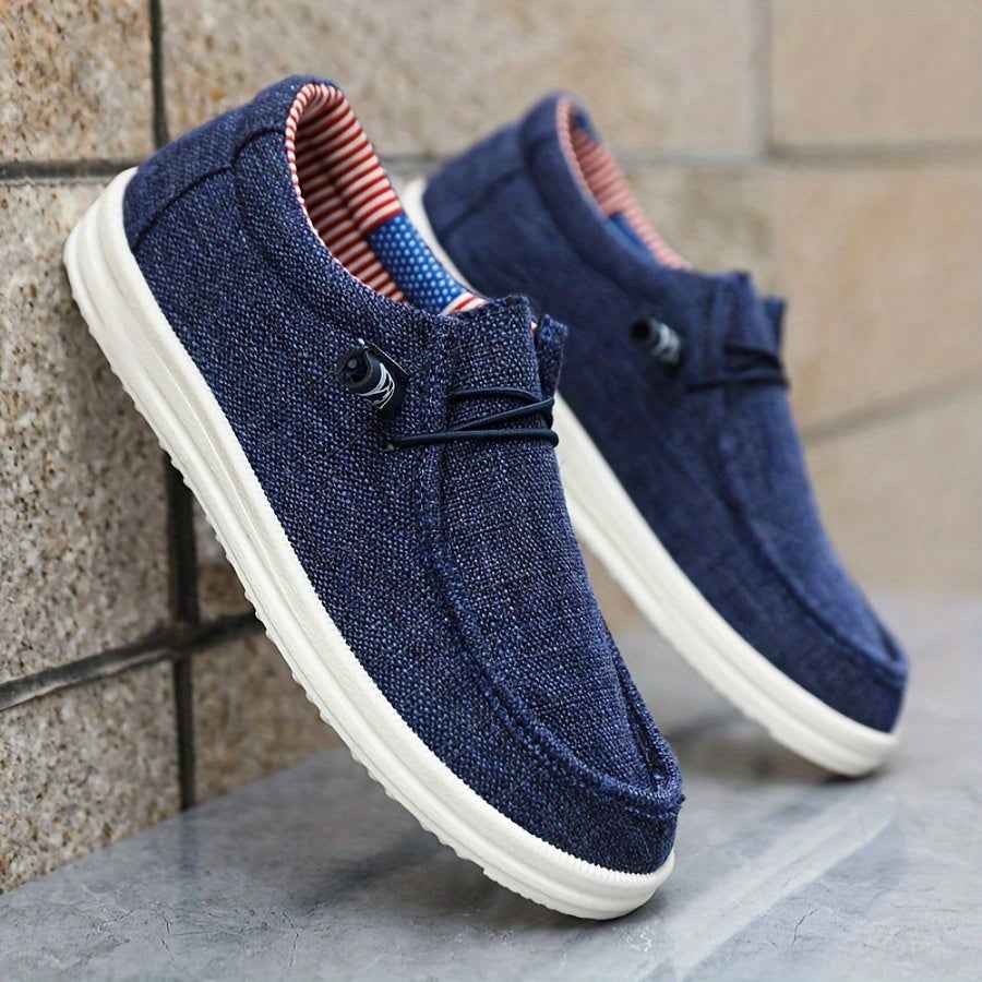 Heren Schoenen : Heren Loafers Canvas - Lichtgewicht met Flexibele Vetersluiting in Marineblauw van Pantinoshop