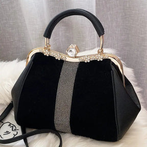 bags : Vintage Fluwelen Handtas Dames - Magneetsluiting Elegant - Fluweel in van Pantino
