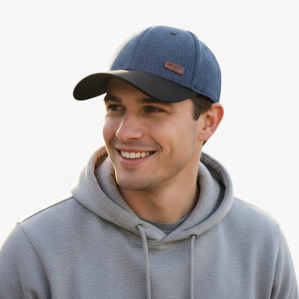 Baseball Cap : Vintage Baseballpet - Stijlvolle Warmte en Oorbescherming - Blauw in van Pantino