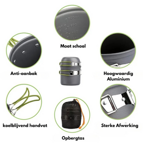 outdoor equipment : Compacte Camping Pannenset met Bestek in van Pantino
