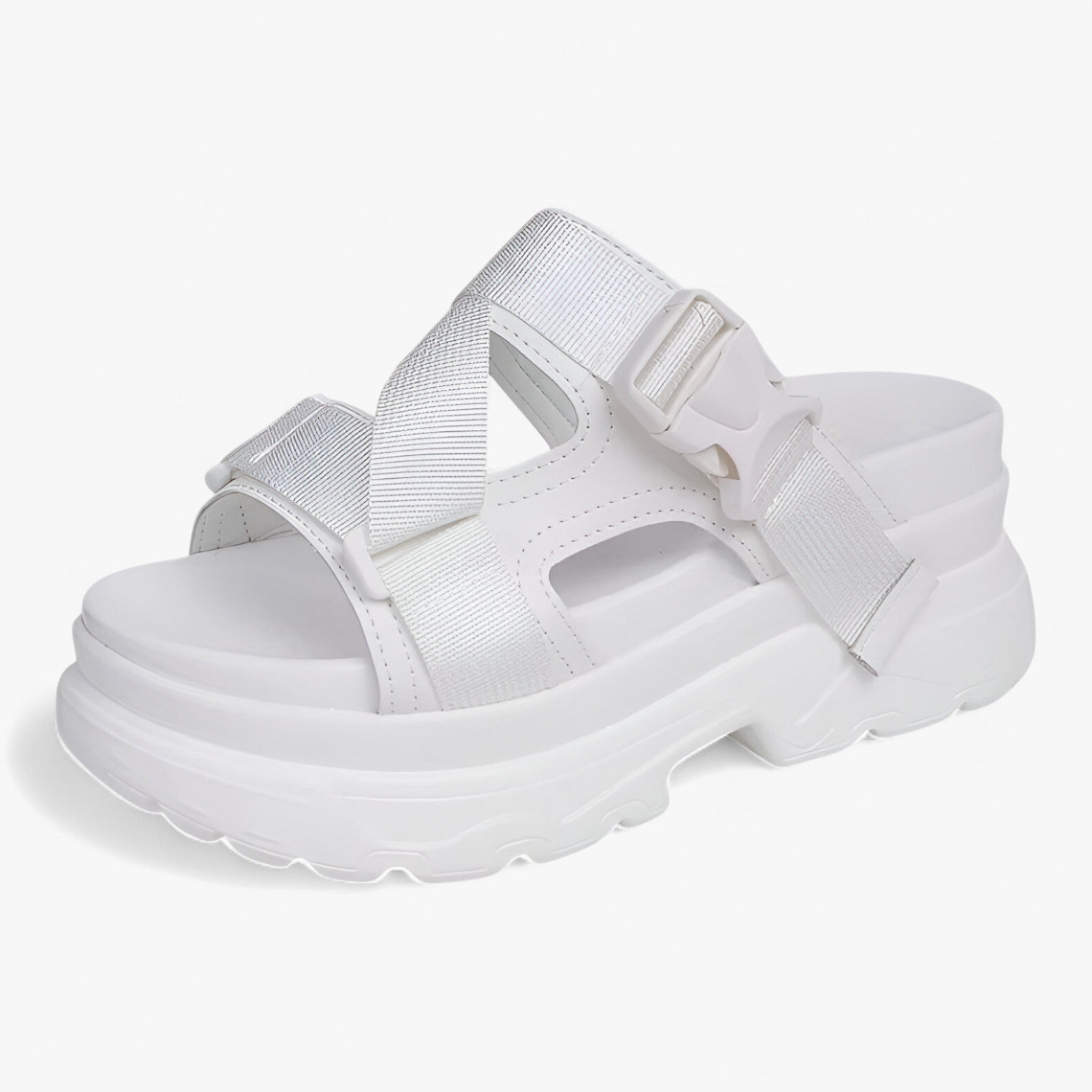 Sandals : Sandalen met Dikke Zolen - Comfortabel en Duurzaam - Zwart in Wit van Pantino